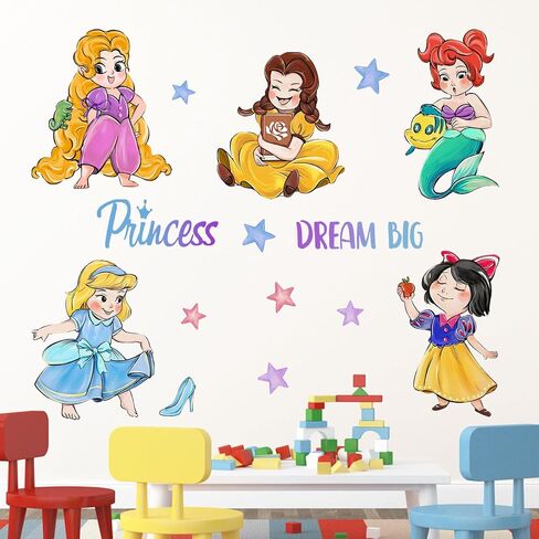 Mfault Dream Big Princess Wall Decals Stickers, Mermaid Decoration Nursery Girls Bedroom Art, Stars Toddlers Kids Playroom Living Room Home Decor in Saudi Arabia