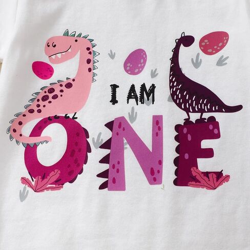 Dinosaur Birthday Baby Outfit for Boy Girls | 1st/2nd/3rd Short Sleeves Summer T-Shirt and Shorts 2 Piece Set Cake Smash Clothes in Saudi Arabia