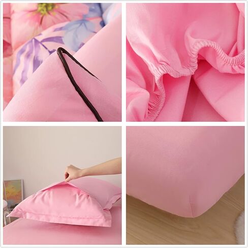 Toddler Bedding Set Pink Unicorn 4 Piece Standard Size Children Comforter Set Ultra Soft Includes Quilted Comforter, Fitted Sheet, Flat Sheet, and Pillow Case for Kids Girls, 28" x 52" in Saudi Arabia