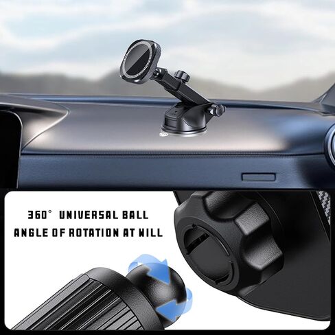 Car Magnetic Phone Holder for Dashboard, 360° Rotation Hands Free Automotive Windshield Phone Mount with Suction Cup, Compatible with 11 12 13 14 15 Pro Max, Universal for SUV Truck RV in Saudi Arabia