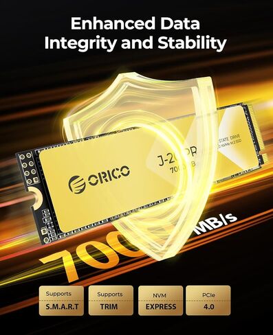 ORICO J20Pro 1 تيرابايت M.2 SSD PCIe Gen4x4 2280 NVMe M.2 3D NAND محرك الحالة الصلبة الداخلي، سرعة قراءة تصل إلى 7000 ميجابايت/ثانية -J20 Pro(1 تيرابايت) in Saudi Arabia