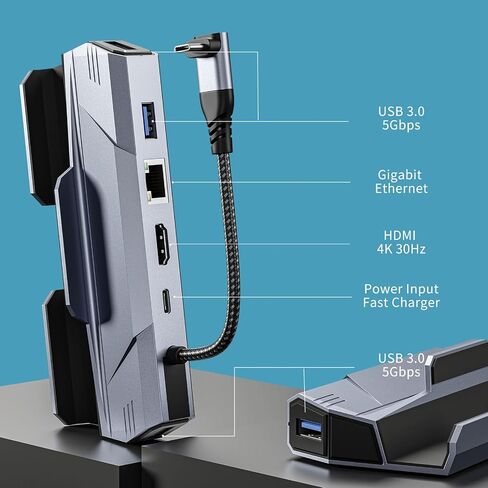 محطة إرساء لمنصة Steam Steam Deck OLED/ASUS ROG Ally/Lenovo Legion Go/MSI Claw، منصة Steam Deck 6 في 1 مع HDMI 4K@60 هرتز، Gigabit Ethernet، 3 USB-A 3.0 وشحن 100 وات، هيكل من سبائك الألومنيوم in Saudi Arabia