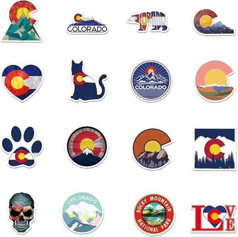 ملصقات كولورادو 51 قطعة من ملصقات Love Co State Flag العصرية المقاومة للماء من الفينيل لزجاجة المياه والكمبيوتر المحمول والأمتعة وحقيبة الهاتف وممتص الصدمات للمراهقين in Kuwait