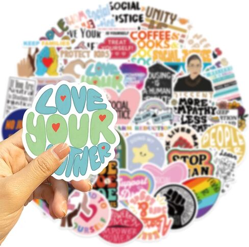 50Pcs Social Justice Stickers Pack Social Worker Stickers Social Work Values Stickers Women and Children Rights Stickers for Water Bottle Laptop Journal Stickers Social Workers Gift in Saudi Arabia