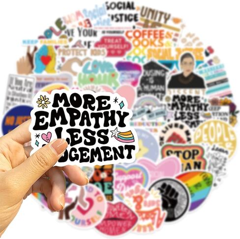50Pcs Social Justice Stickers Pack Social Worker Stickers Social Work Values Stickers Women and Children Rights Stickers for Water Bottle Laptop Journal Stickers Social Workers Gift in Saudi Arabia