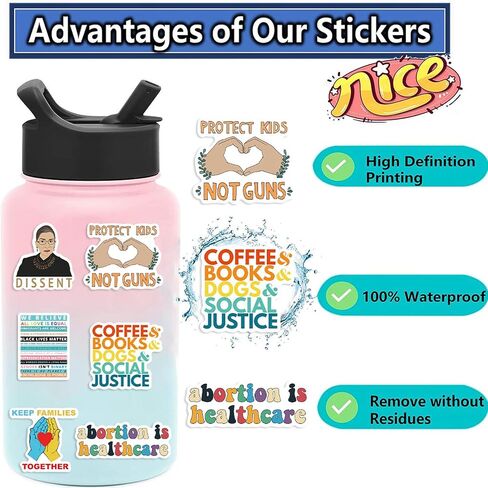 50Pcs Social Justice Stickers Pack Social Worker Stickers Social Work Values Stickers Women and Children Rights Stickers for Water Bottle Laptop Journal Stickers Social Workers Gift in Saudi Arabia