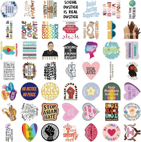 50Pcs Social Justice Stickers Pack Social Worker Stickers Social Work Values Stickers Women and Children Rights Stickers for Water Bottle Laptop Journal Stickers Social Workers Gift in Saudi Arabia