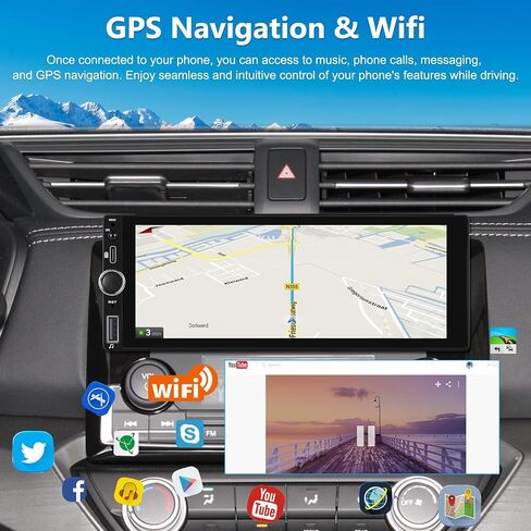 [2+64G] Android 13 Single Din Car Radio with Wireless Carplay and Android Auto - 6.86 inch Touchscreen Car Stereo - EQ Setting/WiFi/GPS/Mirror Link/SWC/USB Charging + AHD Backup Camera in Saudi Arabia