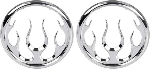 Chrome Flames Speaker Grills Accent Trim Cover for Harley Touring Electra Street Glide Tri Glide& Trike 1996-2013 in Saudi Arabia