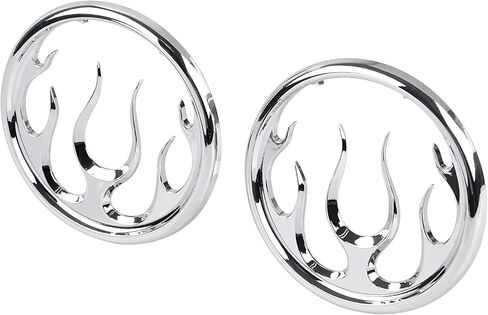 Chrome Flames Speaker Grills Accent Trim Cover for Harley Touring Electra Street Glide Tri Glide& Trike 1996-2013 in Saudi Arabia