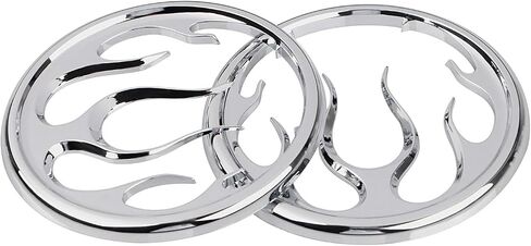 Chrome Flames Speaker Grills Accent Trim Cover for Harley Touring Electra Street Glide Tri Glide& Trike 1996-2013 in Saudi Arabia
