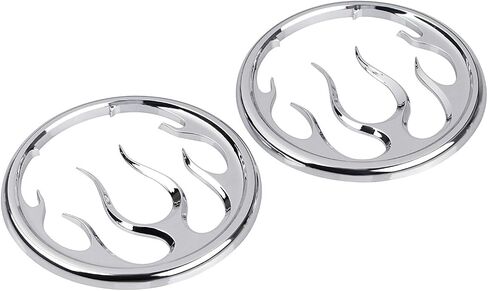 Chrome Flames Speaker Grills Accent Trim Cover for Harley Touring Electra Street Glide Tri Glide& Trike 1996-2013 in Saudi Arabia