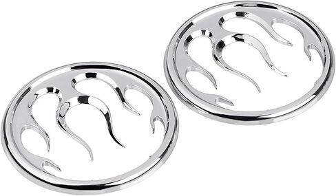 Chrome Flames Speaker Grills Accent Trim Cover for Harley Touring Electra Street Glide Tri Glide& Trike 1996-2013 in Saudi Arabia