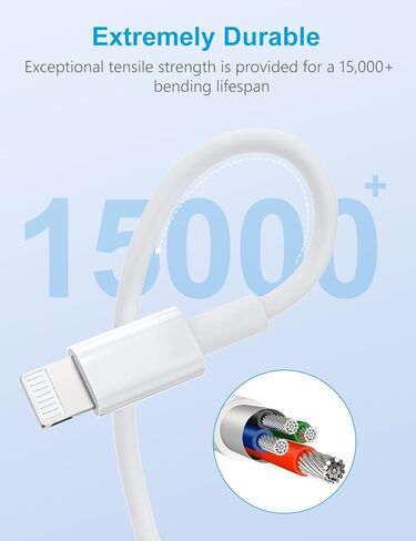 شاحن USB C، شاحن iPhone 40 وات، شاحن مزدوج من النوع C سريع مع كابل USB-C إلى Lightning معتمد من MFi وكابل USB-C إلى USB-C لهاتف iPhone 13/13 Pro/12/11/XR/XS/X/8، جلاكسي، بكسل in Kuwait