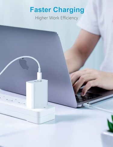 شاحن USB C، شاحن iPhone 40 وات، شاحن مزدوج من النوع C سريع مع كابل USB-C إلى Lightning معتمد من MFi وكابل USB-C إلى USB-C لهاتف iPhone 13/13 Pro/12/11/XR/XS/X/8، جلاكسي، بكسل in Kuwait