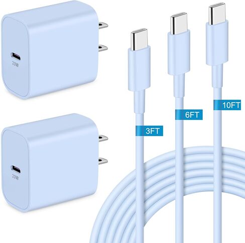 USB C Charger for Google Pixel 9/9 Pro/9 Pro XL/9 Pro Fold, 2Pack 20W Fast USB C Wall Charger Block with 3FT 6FT 10FT Long USB C to C Cable for Google Pixel 9/8/7/6/Pro/5/4/3 XL in Kuwait
