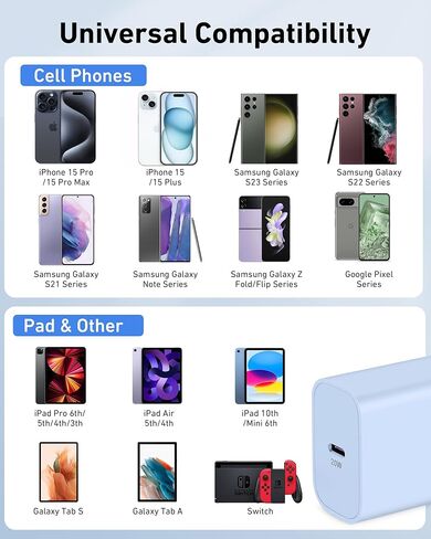 USB C Charger for Google Pixel 9/9 Pro/9 Pro XL/9 Pro Fold, 2Pack 20W Fast USB C Wall Charger Block with 3FT 6FT 10FT Long USB C to C Cable for Google Pixel 9/8/7/6/Pro/5/4/3 XL in Kuwait