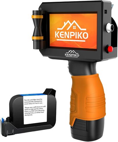 Handheld Inkjet Printer, 2024 Upgraded Handheld Printer Gun with 42ml Quick-Drying Ink Cartridge, Printing Height Up to 0.5 Inch Imprint Machine with 4.3 Inch Touch Screen for Barcode, Logo in Saudi Arabia