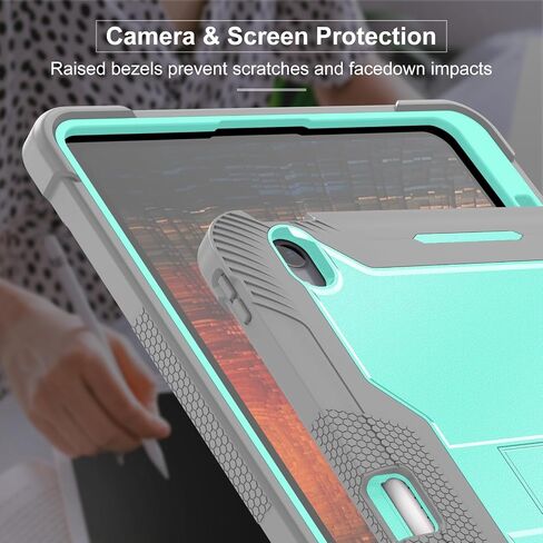 for iPad Air 13 Inch Case M2 2024 with Pencil Holder & Kickstand, Heavy Duty Military Grade Full-Body Shockproof Rugged Protective Girls Women Men Cover for iPad Air 13 Inch M2, Green/Gray in Saudi Arabia