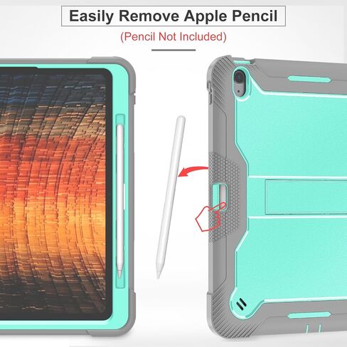 for iPad Air 13 Inch Case M2 2024 with Pencil Holder & Kickstand, Heavy Duty Military Grade Full-Body Shockproof Rugged Protective Girls Women Men Cover for iPad Air 13 Inch M2, Green/Gray in Saudi Arabia