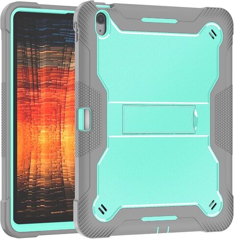 for iPad Air 13 Inch Case M2 2024 with Pencil Holder & Kickstand, Heavy Duty Military Grade Full-Body Shockproof Rugged Protective Girls Women Men Cover for iPad Air 13 Inch M2, Green/Gray in Saudi Arabia