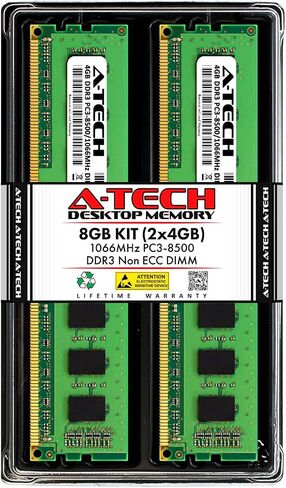 وحدة ذاكرة الوصول العشوائي المكتبية A-Tech 4 جيجا DDR3 1066 ميجا هرتز PC3-8500 | شريحة ترقية الذاكرة DIMM 1.5V 240-Pin غير متوافقة مع ECC وغير مخزنة مؤقتًا in Saudi Arabia