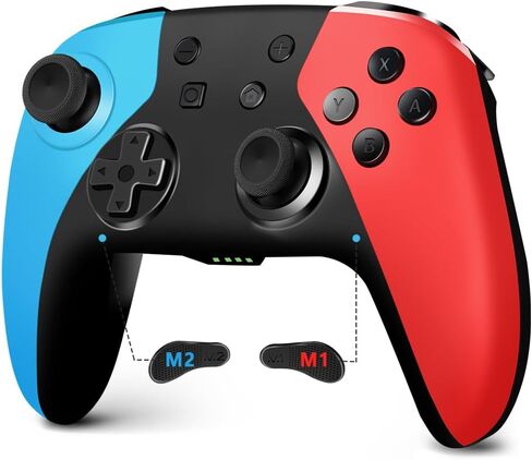 وحدة تحكم لاسلكية AceGamer لجهاز نينتندو سويتش/لايت/OLED/ويندوز، تصميم مخصص لوحدات تحكم نينتندو سويتش مع وظيفة الاستيقاظ/التربو/الاهتزاز/الأزرار الخلفية (أحمر وأزرق) in Saudi Arabia