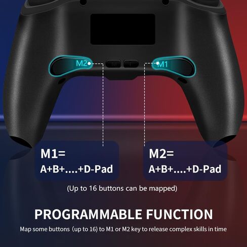 وحدة تحكم لاسلكية AceGamer لجهاز نينتندو سويتش/لايت/OLED/ويندوز، تصميم مخصص لوحدات تحكم نينتندو سويتش مع وظيفة الاستيقاظ/التربو/الاهتزاز/الأزرار الخلفية (أحمر وأزرق) in Saudi Arabia