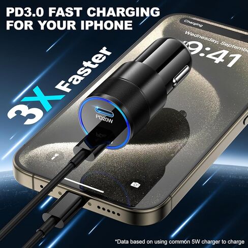 شاحن سيارة USB C 40 وات، OKRAY 2-Pack iPhone 15 شاحن سيارة 2-Port Type C PD3.0 شاحن هاتف سيارة سريع الشحن محول ولاعة السجائر متوافق مع iPhone 15 14 Pro Max Plus، Galaxy S24 S23 Note 20 in Kuwait