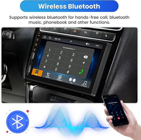 Single Din Car Stereo Touchscreen with CarPlay and Android Auto, 7 Inch Bluetooth Car Radio Player with FM Radio 2USB AUX Backup Camera and Microphone in Saudi Arabia