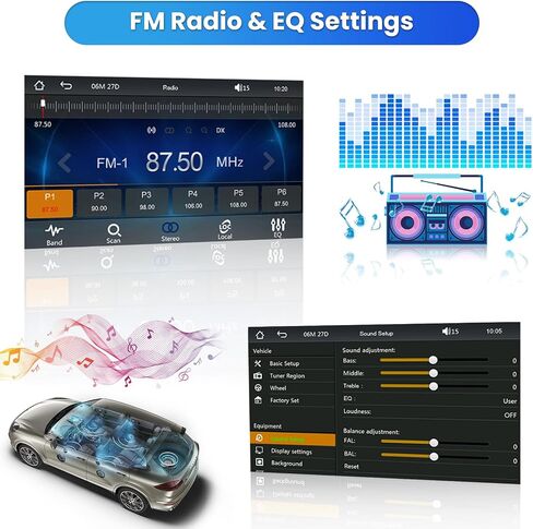 Single Din Car Stereo Touchscreen with CarPlay and Android Auto, 7 Inch Bluetooth Car Radio Player with FM Radio 2USB AUX Backup Camera and Microphone in Saudi Arabia