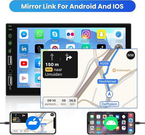 Single Din Car Stereo Touchscreen with CarPlay and Android Auto, 7 Inch Bluetooth Car Radio Player with FM Radio 2USB AUX Backup Camera and Microphone in Saudi Arabia