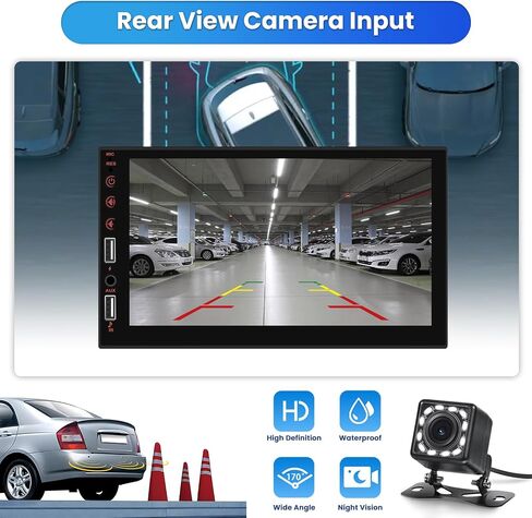 Single Din Car Stereo Touchscreen with CarPlay and Android Auto, 7 Inch Bluetooth Car Radio Player with FM Radio 2USB AUX Backup Camera and Microphone in Saudi Arabia