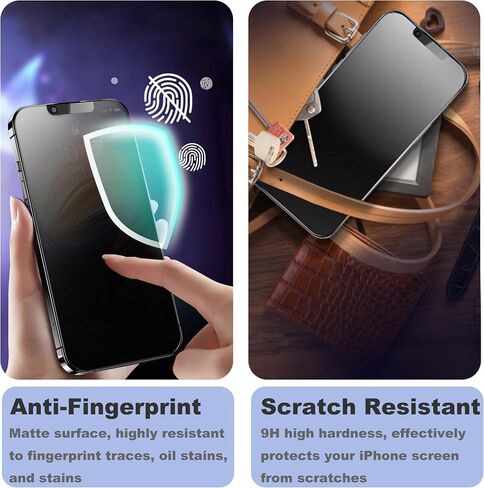 واقي شاشة للخصوصية غير لامع لهاتف iPhone 14/iPhone 13Pro /13، واقي شاشة زجاجي للخصوصية مضاد للوهج، طبقة زجاجية مقواة مضادة للتجسس، لمسة ناعمة وسريعة الاستجابة مضادة للخدش in Kuwait