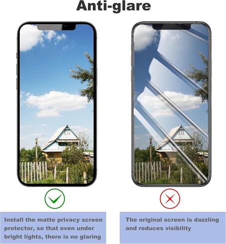 Matte Privacy Screen Protector for iPhone 14/iPhone 13Pro /13 Screen Protector Privacy Glass Anti-Glare,Anti-Spy Tempered Glass Film,Smooth and Responsive Touch Anti-Scratch in Kuwait