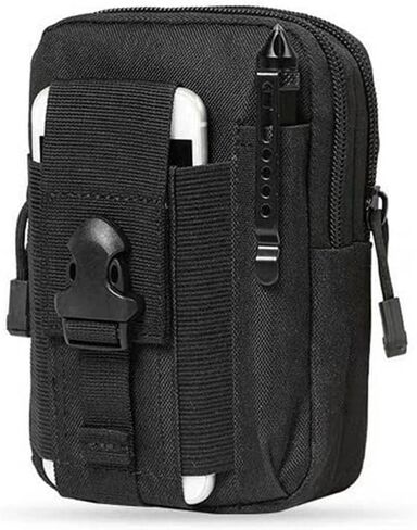 Tactical Phone Pouch, Cell Phone Holster Pouch, Multipurpose EDC Belt Bag, Belt Purse with Cell Phone Holster Holder for Workout Hiking Camping Outdoor Tear Black in Kuwait