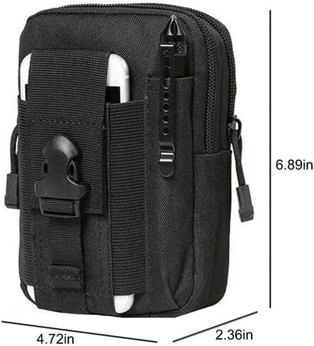 Tactical Phone Pouch, Cell Phone Holster Pouch, Multipurpose EDC Belt Bag, Belt Purse with Cell Phone Holster Holder for Workout Hiking Camping Outdoor Tear Black in Kuwait