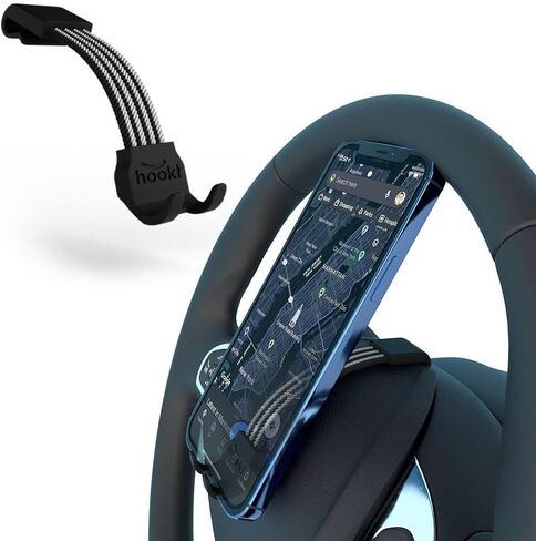 hookt Universal Car Phone Holder | Hands-Free Mount for Steering Wheel | Auto Smartphone Stand - Easy Install, Secure & Adjustable (H 3.5) in Saudi Arabia