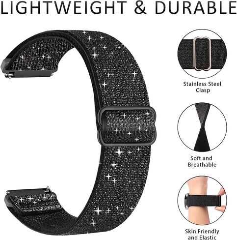 Bolesi 8 Pack Stretchy Nylon Watch Band Compatible with Samsung Galaxy Watch 7/6/5/4/FE,20mm Strap for Galaxy 6 Classic/5 Pro/Active 2 Women in Saudi Arabia
