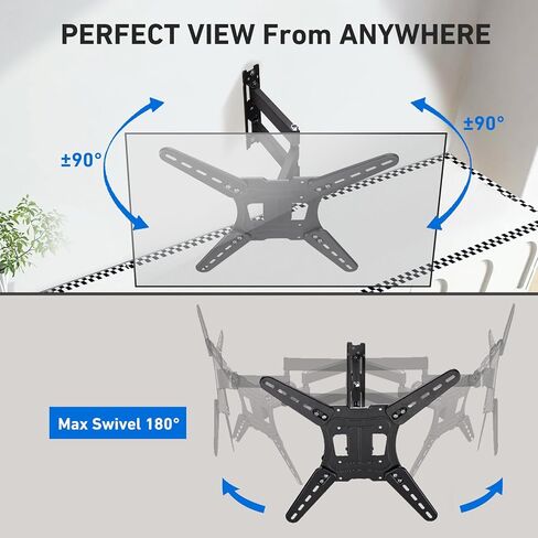 TV Wall Mount TV Bracket: TV Mount for 26-55 Inch LED OLED 4K Flat or Curved Screen Smart TVs or Monitors with Full Motion Articulating Arms Swivels Tilts Extension | Max Vesa 400x400mm Up to 88Lbs in Kuwait