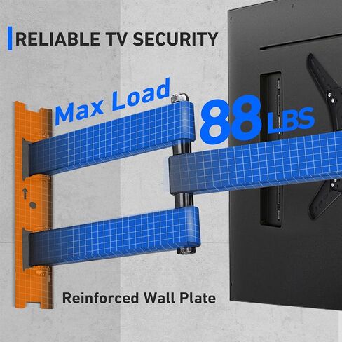 TV Wall Mount TV Bracket: TV Mount for 26-55 Inch LED OLED 4K Flat or Curved Screen Smart TVs or Monitors with Full Motion Articulating Arms Swivels Tilts Extension | Max Vesa 400x400mm Up to 88Lbs in Kuwait