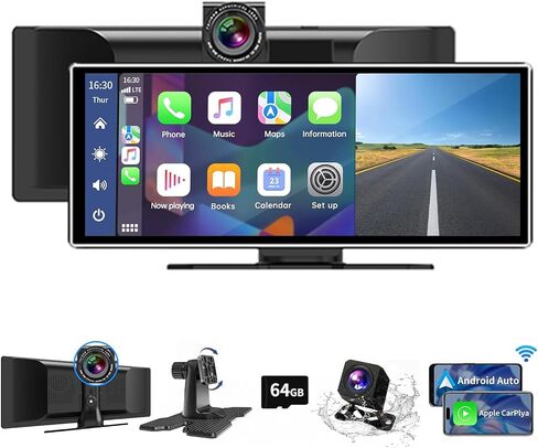 شاشة CarPlay لاسلكية عالمية مقاس 11.26 بوصة وشاشة Android Auto لعام 2024 أحدث شاشة لمس محمولة للسيارة مع كاميرا احتياطية بدقة 4K وكاميرا احتياطية مزودة بتقنية البلوتوث ونظام تحديد المواقع DVR in Kuwait