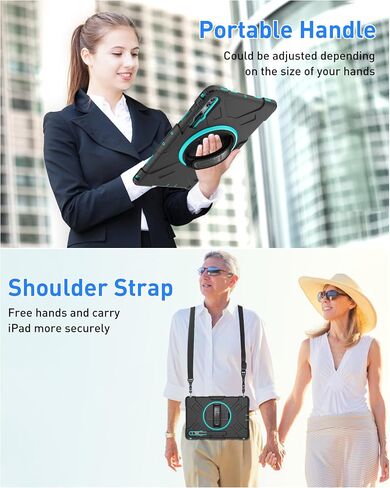 SUPFIVES Case for Galaxy Tab S9 Ultra 14.6 inch 2023, Tablet S8 Ultra 2022 Upgraded Military Liquid Silicone 3 Layers Protection with+Handle+ Rotating Stand+ S-Pen Holder+ Shoulder Strap- Black in Saudi Arabia
