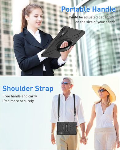 SUPFIVES Case for Galaxy Tab S9 Ultra 14.6 inch 2023, Tablet S8 Ultra 2022 Upgraded Military Liquid Silicone 3 Layers Protection with+Handle+ Rotating Stand+ S-Pen Holder+ Shoulder Strap- Black in Saudi Arabia