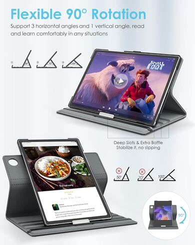 TiMOVO متوافق مع حافظة Samsung Galaxy Tab A8 10.5 2022، حافظة الكمبيوتر اللوحي Galaxy A8 SM-X200/SM-X205، غطاء جلدي دوار 90 درجة، حافظة حامل قابلة للطي بزوايا رؤية متعددة، أسود in Saudi Arabia