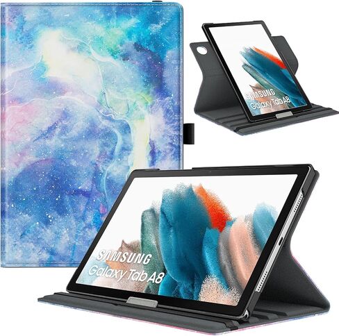 TiMOVO Compatible with Samsung Galaxy Tab A8 10.5 Case 2022, Galaxy A8 Tablet Case SM-X200/SM-X205, 90 Degree Rotating Swivel Leather Cover, Multiple Viewing Angles Folding Stand Case, Black in Saudi Arabia