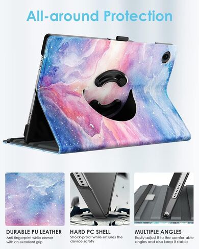 TiMOVO Compatible with Samsung Galaxy Tab A8 10.5 Case 2022, Galaxy A8 Tablet Case SM-X200/SM-X205, 90 Degree Rotating Swivel Leather Cover, Multiple Viewing Angles Folding Stand Case, Black in Saudi Arabia