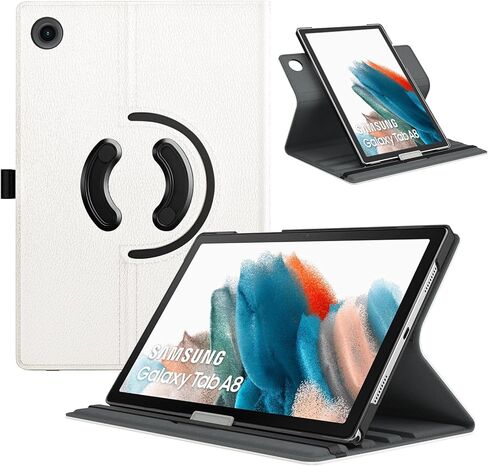 TiMOVO Compatible with Samsung Galaxy Tab A8 10.5 Case 2022, Galaxy A8 Tablet Case SM-X200/SM-X205, 90 Degree Rotating Swivel Leather Cover, Multiple Viewing Angles Folding Stand Case, Black in Saudi Arabia