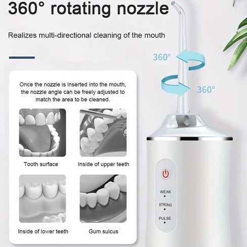 Water Dental Flosser Oral Irrigator with 3 Modes Cordless Wate Teeth Cleaner, IPX7 Waterproof Rechargeable Portable Powerful Battery for Travel & Home in Saudi Arabia