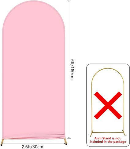 2.6x6ft Pink Arch Wall Backdrop Round Top Backdrop Cover Valentine's Day Round Top Arch Frame Cover 2-Sided Fit Backdrop Stand for Wedding Baby Shower Birthday Bridal Shower Events Party Decor in Saudi Arabia
